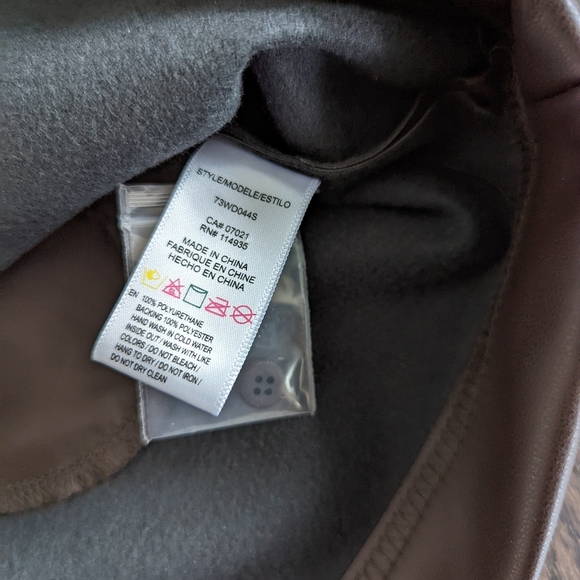 Sleeveless Brown Pleather Mini Dress - Picture 3 of 9